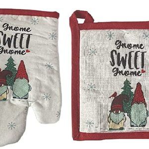 Christmas Towel Set Gnome Sweet Gnome 4 Towels Pot Holder Oven Mitt Ornaments